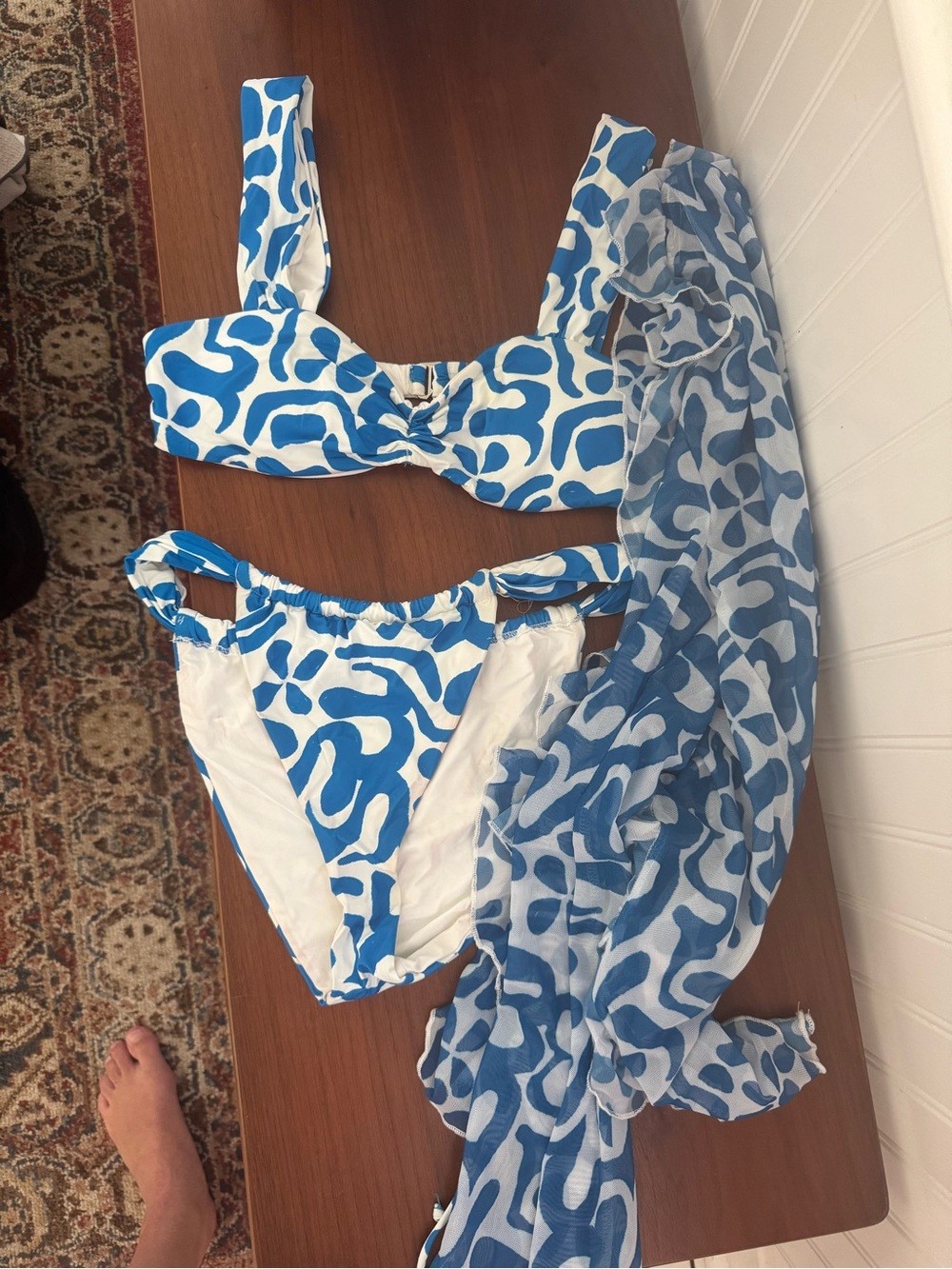 Dippin' Daisy's Blue and White Abstract Print Bikini with Cover-Up